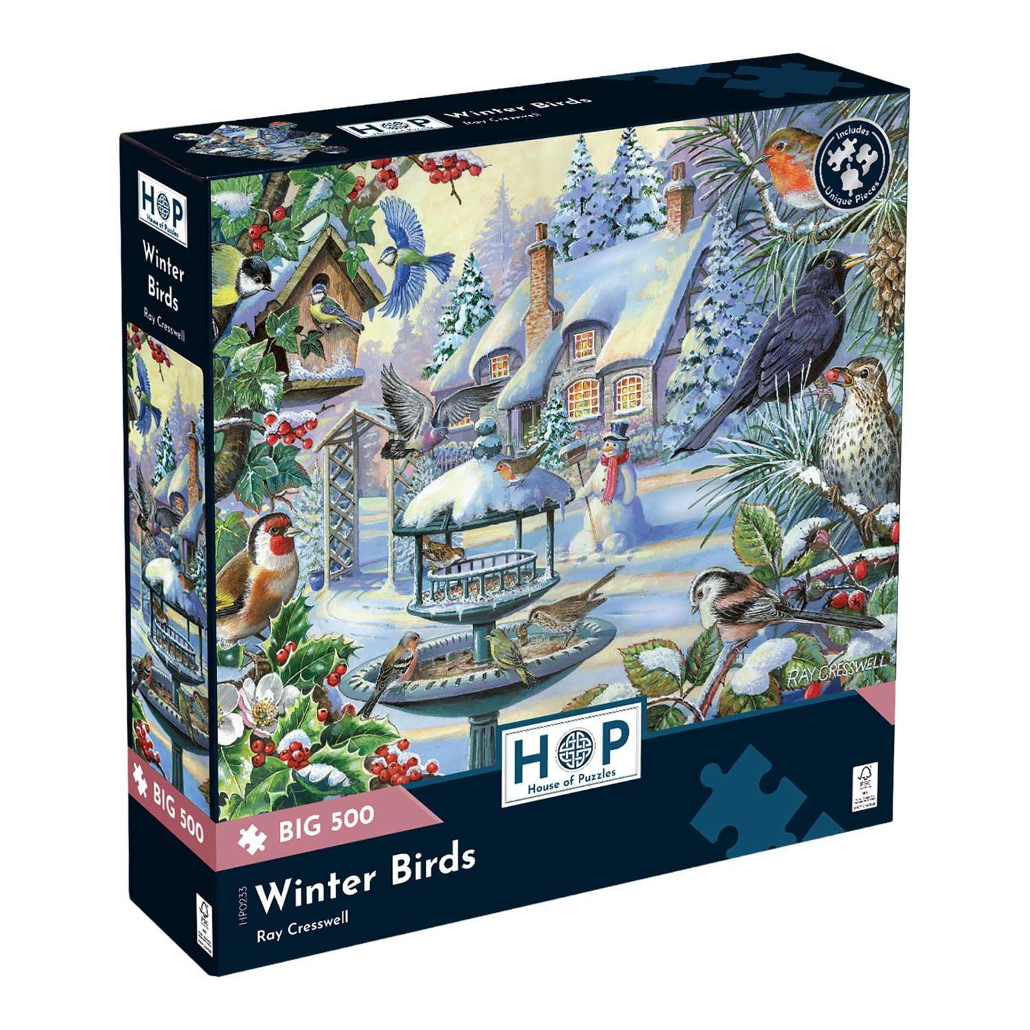 The House of Puzzles - Winter Birds Jigsaw - Big 500 Piece Jigsaws For Adults, Extra Large Pieces, Artist Illustrated, Scenic Landscape, Deluxe Puzzle Gifts โ image 1