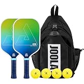 JOOLA Perseus Astral Pickleball Paddles Set of 2 - Includes: 2 Pickleball Paddles, 4 Balls &amp; Sling Bag - Cold Press Carbon Surface - Lightweight, Beginner Friendly - USAP Approved - NFC Enabled
