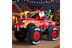ZPISF 8.5 FT Long Santa in Monster Truck Christmas Inflatables Outdoor Decorations, Christmas Blow Up Santa Claus Yard Decorations for Garden Lawn Xmas Decor