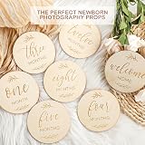 DIVINA VITAE 7 Pcs Wooden Baby Milestone Cards 10cm Double Sided 0-12 Months view 3