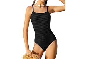 Doumlop Girl Swimsuit One Piece Bathing Suit for Girls Cut Out Back Solid Color Adjustable Straps Swimwear Size 9-16