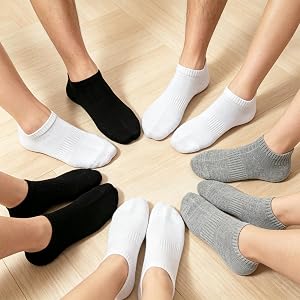6 Pairs Low Cut No Show Ankle Socks Running Thin Summer Breathable socks for Women Men,Silicone Anti-Slip Grip with Soft Cott