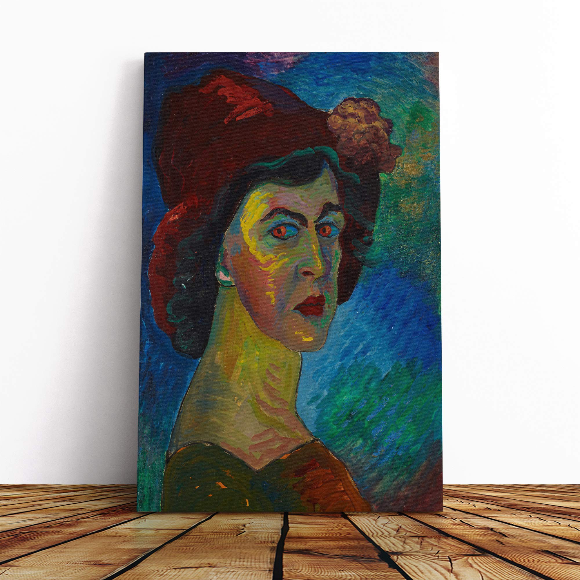 Marianne Von Werefkin Self Portrait Canvas Print | Gallery Wrapped 30mm Frame Wall Art | 20x14 inches | Ready to Hang | Modern People Picture | Living Room Bedroom Lounge Office