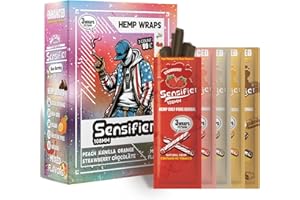 SENSIFIER 75 PACK Natural Hemp Wraps (15*strawberry 15*vanilla 15*Chocolates 15*peach 15*orange, 25 Packs of 3) - Non-GMO, brown