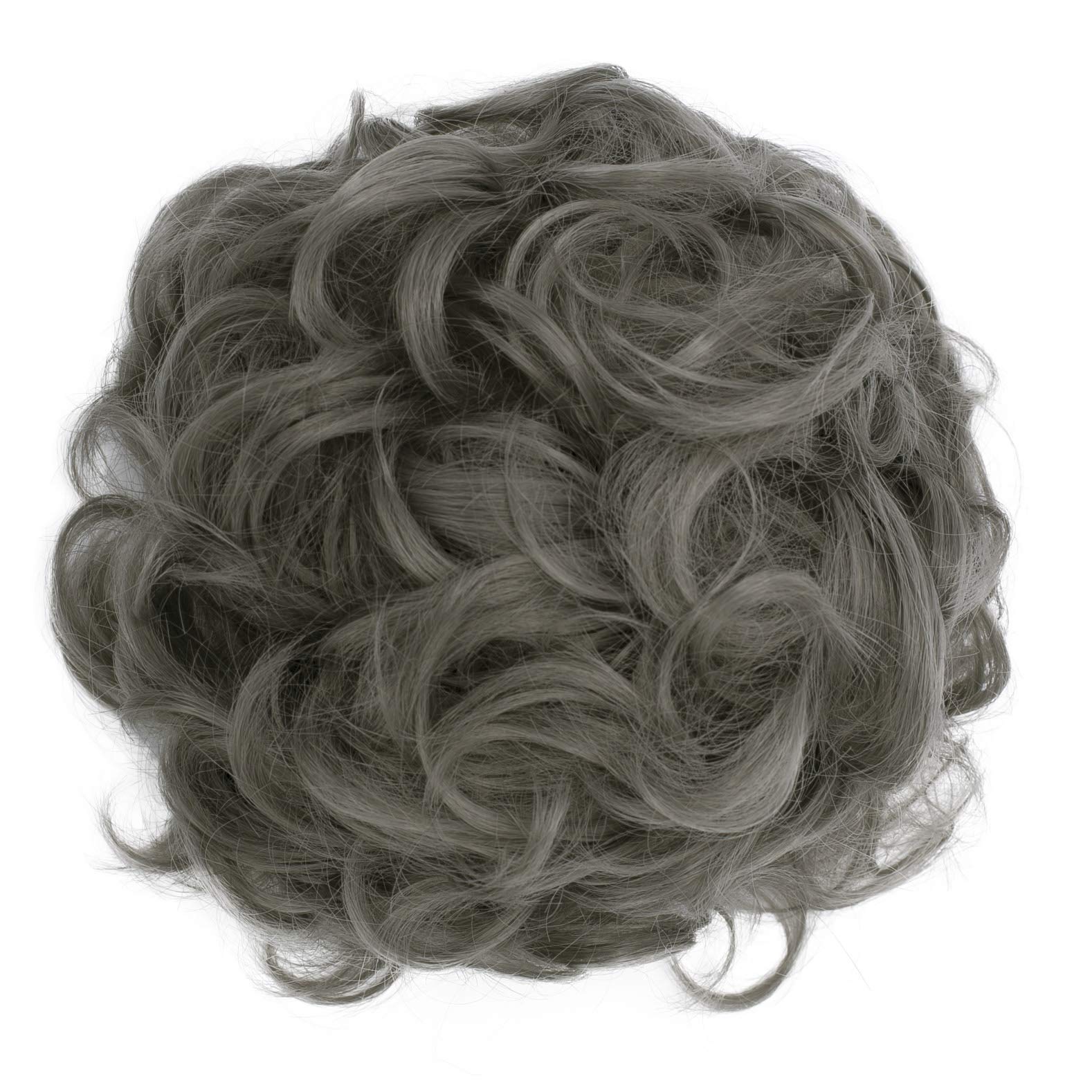 CAISHA Large Hairpiece Scrunchy Instant Updo Curly Messy Bun Ash Gray G27E