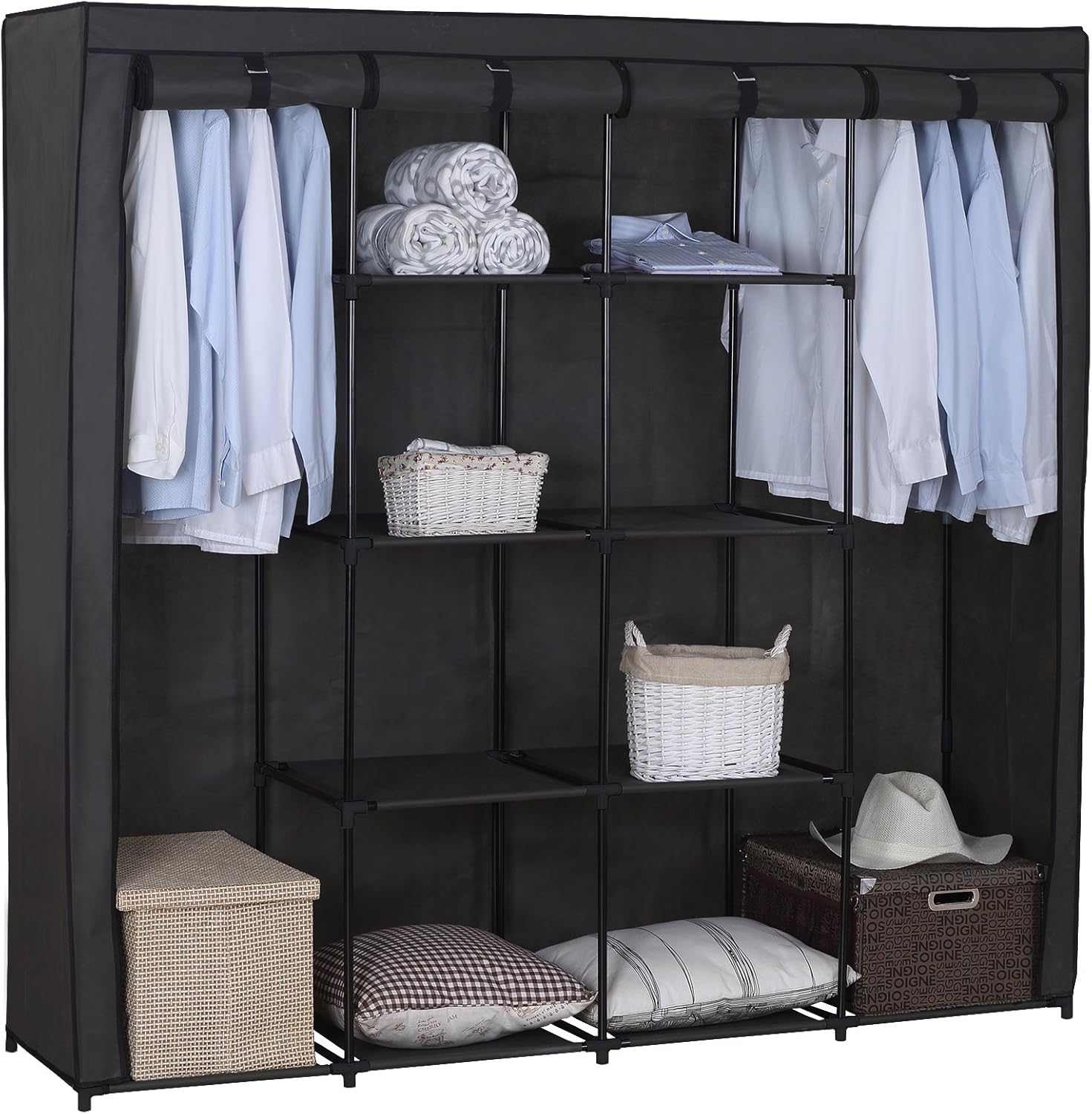 WOLTU SS5024gr Armoire de Rangement en Tissu Pliant,XXXL penderie de