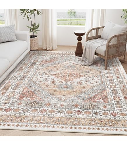 HOFINE Achine Washable Rug 9'x12' - Vintage Design Area Rugs With Non - View #8