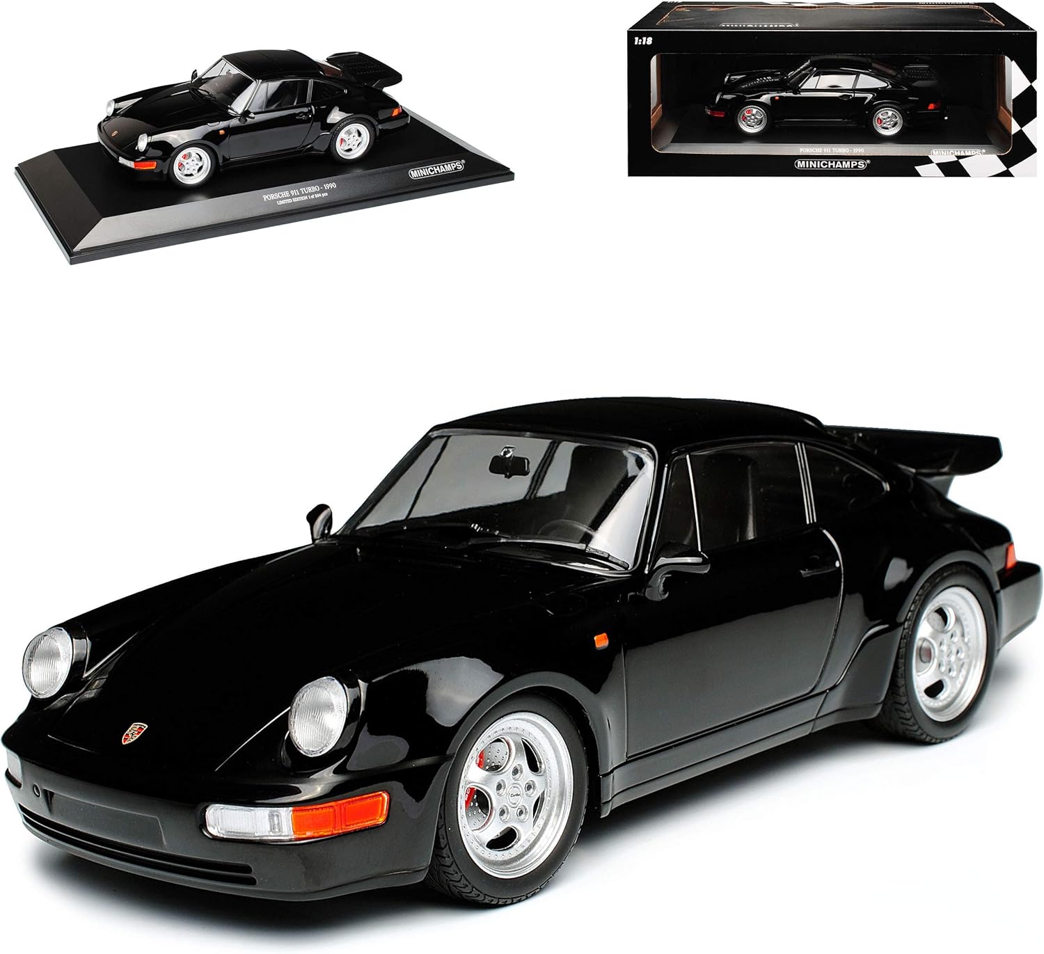 Amazon ミニチャンプス 1 18 ポルシェ 911 964 ターボ 1990 ブラック ミニカー ダイキャストカー おもちゃ