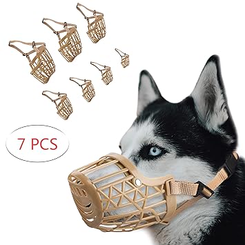 RockPet Baskerville Maulkorb für Hunde 1 Set mit 7 Stück Verstellbarer aus für Kleine Mittlere große Hunde,Plastik Verhindert