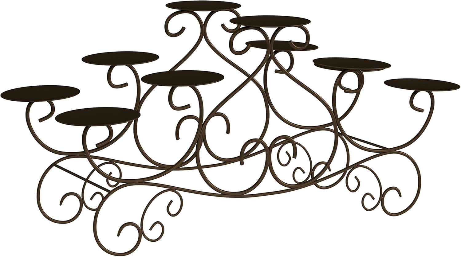 Lavish Home - 80-Multic-5 10 Candle Candelabra with Swirl Design- Handcrafted Iron Candle Holder/Centerpiece for Fireplace, Home Décor, Wedding, Event (Brown), Brown: Home & Kitchen