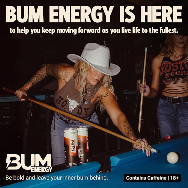 BUM SUGAR-FREE ENERGY DRINK, ROOT BEER – LIGHTLY CARBONATED & NO ARTIFICIAL COLORS, NATURAL CAFFEINE & CITICOLINE FOR ENERGY & FOCUS, BRAIN BOOST & WORKOUT SPORTS BEVERAGE – 12 OZ, PACK OF 12