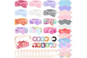 48 Pcs Sleepover Party Supplies for Women Slumber Party Supplies Spa Supplies Headband Eye Mask Hair Scrunchies Toiletry Bag