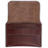 CestAntiQ, Distressed Leather Business Card Holder Slim Credit Card Wallet for Men and Women Vintage Brown Leather Compact Minimalist Card Organizer for Pocket or Purse Durable Card Case (Wine)