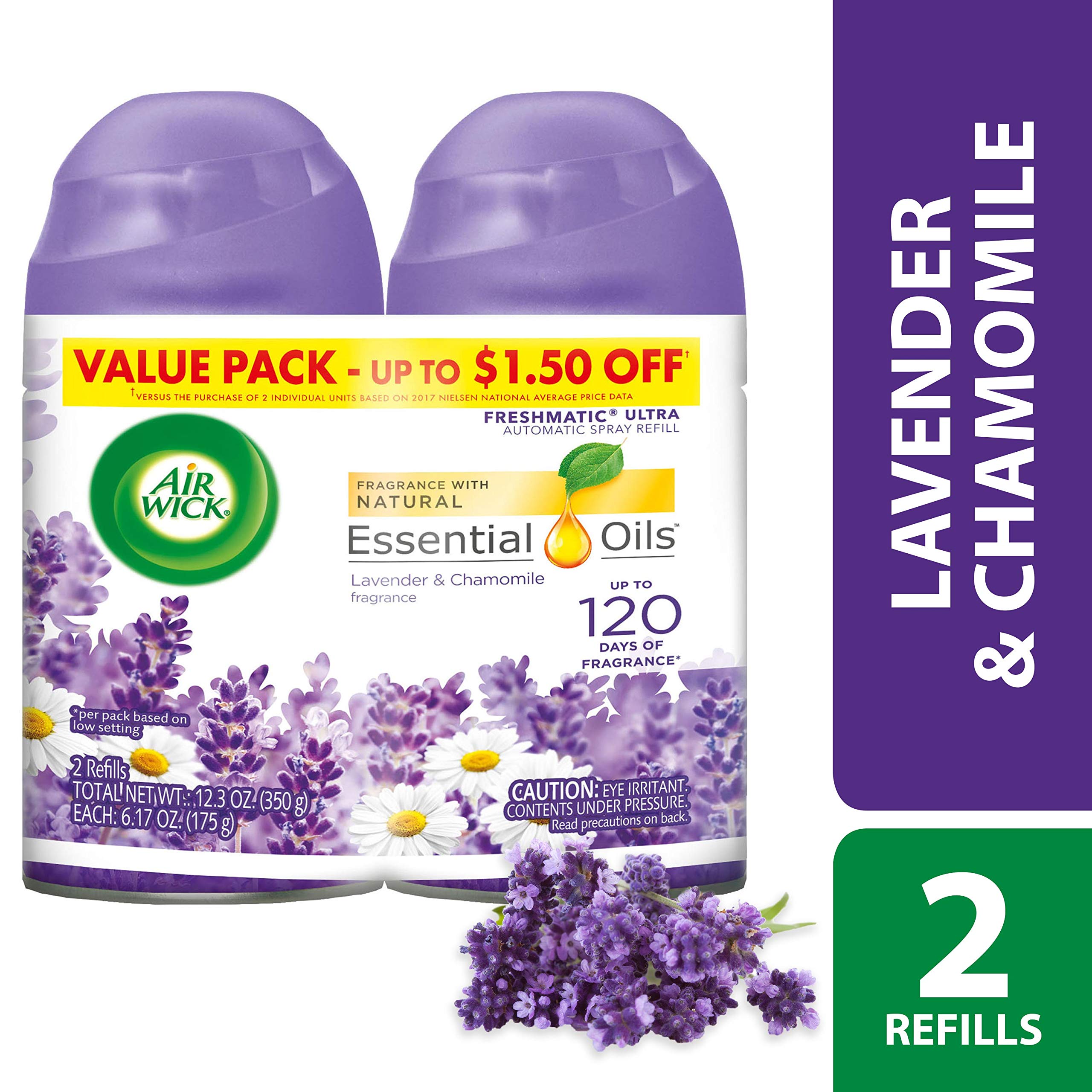 Air Wick Freshmatic 4 Refills Automatic Spray, Lavender & Chamomile
