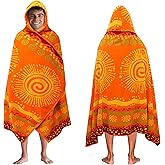 COTTON CRAFT Hooded Beach Towel – Oversized 35 x 70 Towel with Hood for Adults - 100% Cotton Velour Terry Jacquard Towel - Pool Bath Wrap - 450 GSM Soft Absorbent Quick Dry – Sunshine Orange Yellow