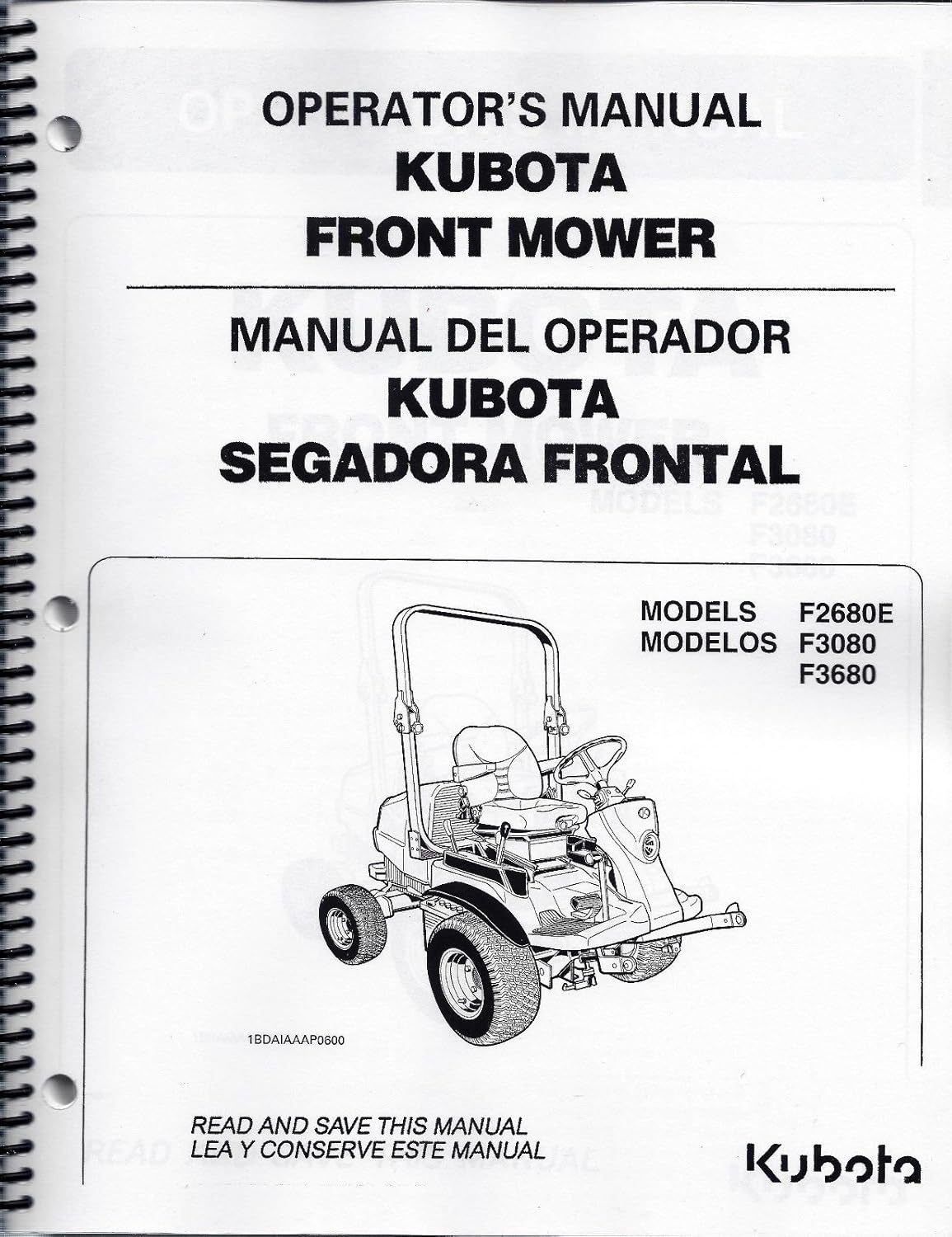 Kubota F2680E, F3080, F3680 Mower + Deck Operator Manual  supply_st#_farm_equipment_sales_inc GH83WGF5461261222: Amazon.ca: Home &  Kitchen
