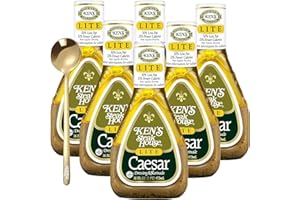moofin Lite Caesar Dressing, Tangy & Savory, 16 Fl Oz- Caesar Salad Mix Bundle With Golden SS Spoon - Low-Calorie, Versatile Salad Dressing & Marinade [Pack of 6]