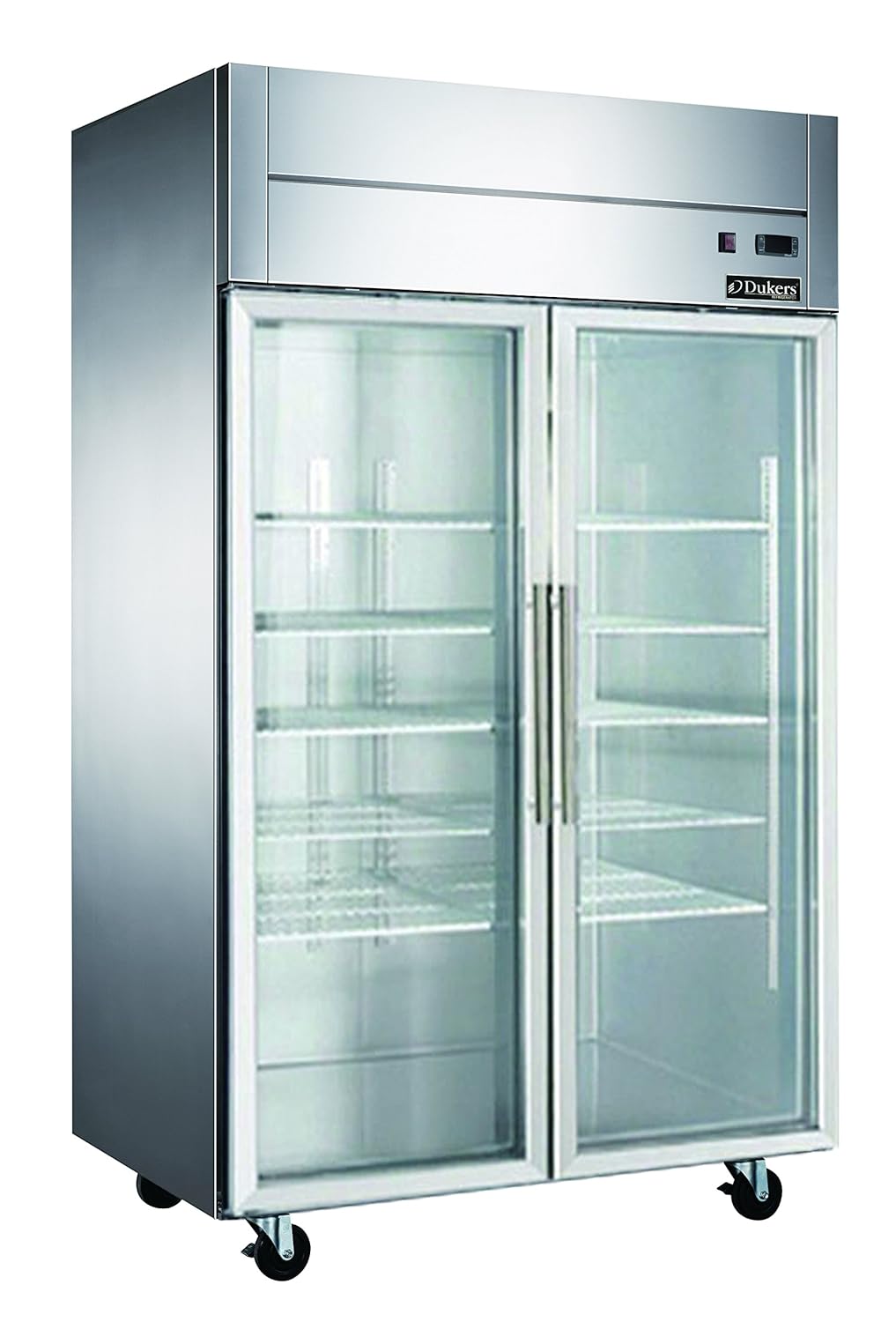 Dukers Appliance USA D55AR-GS2 41 cu. ft. 2-Door Glass Reach-in Refrigerator, Commercial-Grade, Stainless Steel