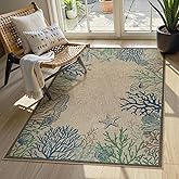 LIVEBOX Modern 3x5 Jute Outdoor Patio Rug, Washable Rugs for Entryway Porch, Coastal Animal Boho Farmhouse Carpet, Non Slip F