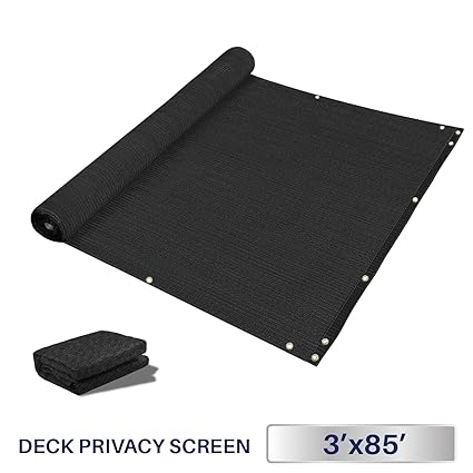3 x 85, Solid Black: Windscreen4less Deck Privacy Screen for Backyard, Patio, Balcony, Pool, Porch, Railiing, Gardening, Fence Shield Rails Protection Bl