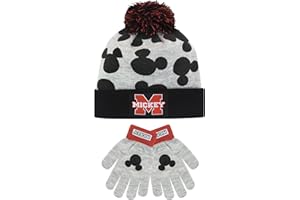Disney Kids Winter Hat and Gloves Set Mickey Mouse Grey One Size