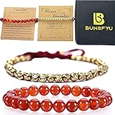 BUNSFYU Tibetan Copper Bead Bracelet - Healing Crystal Bracelet -Friendship Bracelet Inspirational Bracelets - Handmade Lucky String Bracelet Natural Stone Power Energy Yoga Bracelet