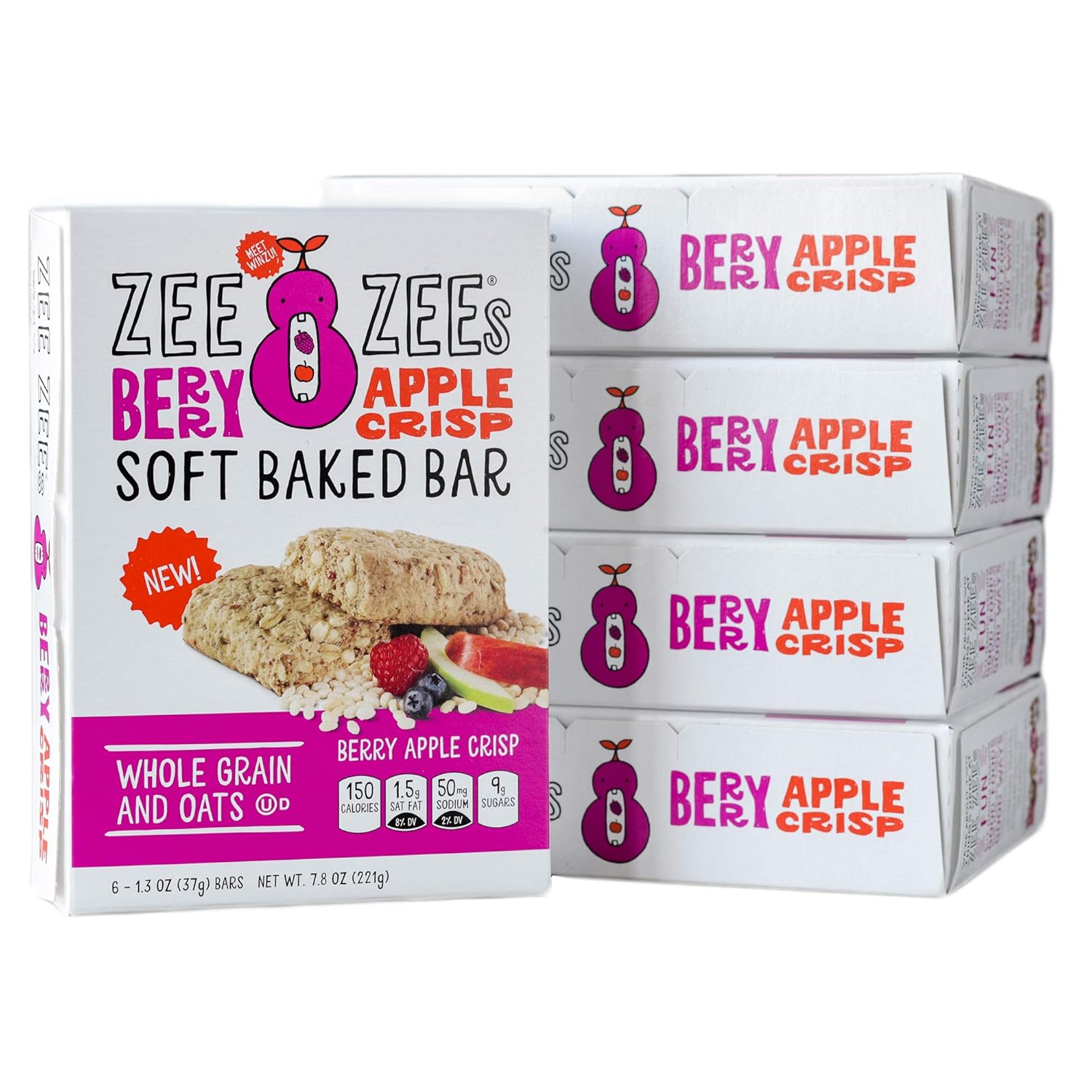 Zee Zees Berry Apple Crisp Soft Baked Snack Bars, Nut-Free, Whole Grain, Naturally Flavored, 1.3 oz, 30 pack …
