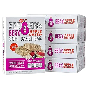 Zee Zees Berry Apple Crisp Soft Baked Snack Bars, Nut-Free, Whole Grain, Naturally Flavored, 1.3 oz, 30 pack …