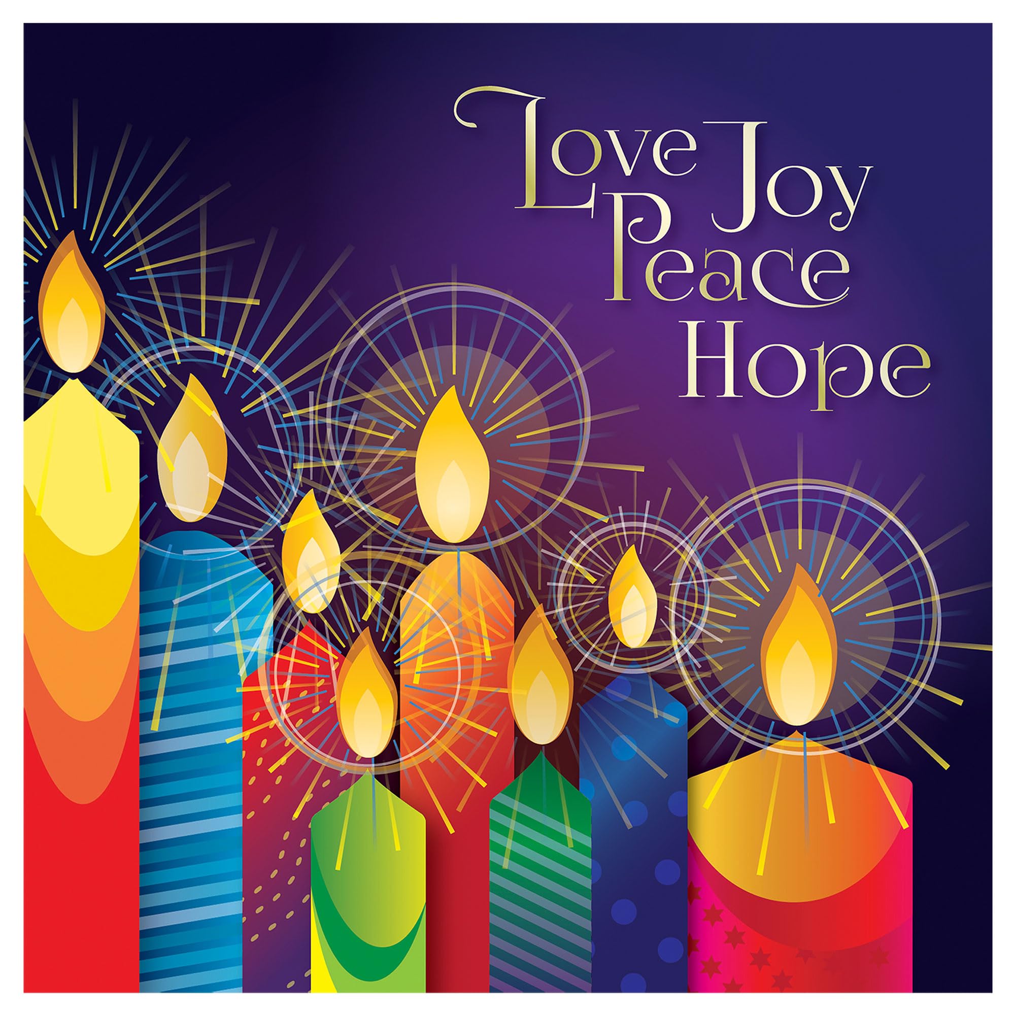 Christian Christmas cards, pack of 10 -Love, Joy, Peace, with Bible verse Romans 15:13 inside these religious Christmas cards, by Just Cards Direct
