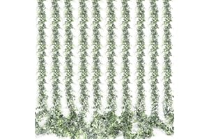 Whonline 10 Packs Eucalyptus Garlands 57ft Artificial Greenery Garland, Fake Hanging Vines for Wedding Backdrop Arch Table Wall Party Home Decor