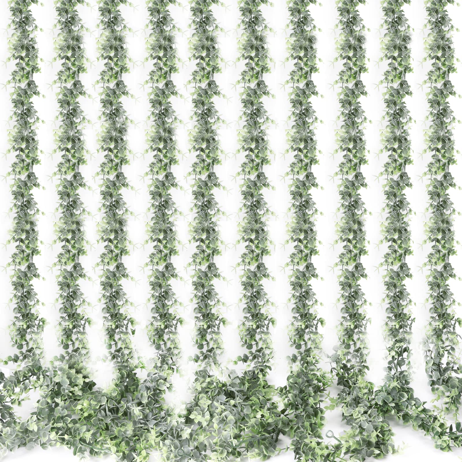 Photo 1 of Whonline 10 Packs Eucalyptus Garlands 57ft Artificial Greenery Garland, Fake Hanging Vines for Wedding Backdrop Arch Table Wall Party Home Decor