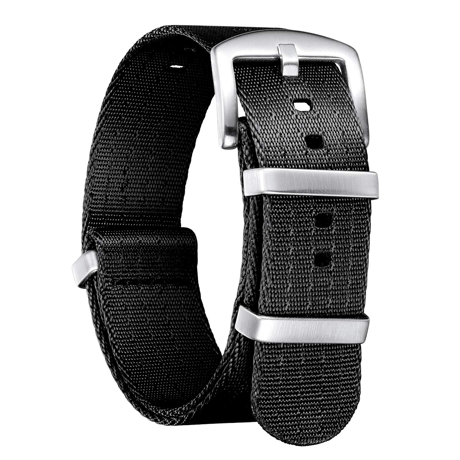 Photo 1 of BINLUN Nylon Watch Band Thick G10 Premium Ballistic Nylon Multicolor Replacement Watch Straps with Silver/Black Stainless Steel Buckle for Men Women 18mm 20mm 22mm 24mm