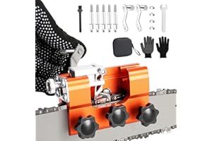 SISI HOT Chainsaw Sharpener Jig, Fast Chainsaw Sharpener Kit, Portable Hand Crank Chain Saw Sharpener Tool with 5PCS Sharpening Stones and Waterproof Storage Bag - Suitable for 8"-22" Chainsaw Blades