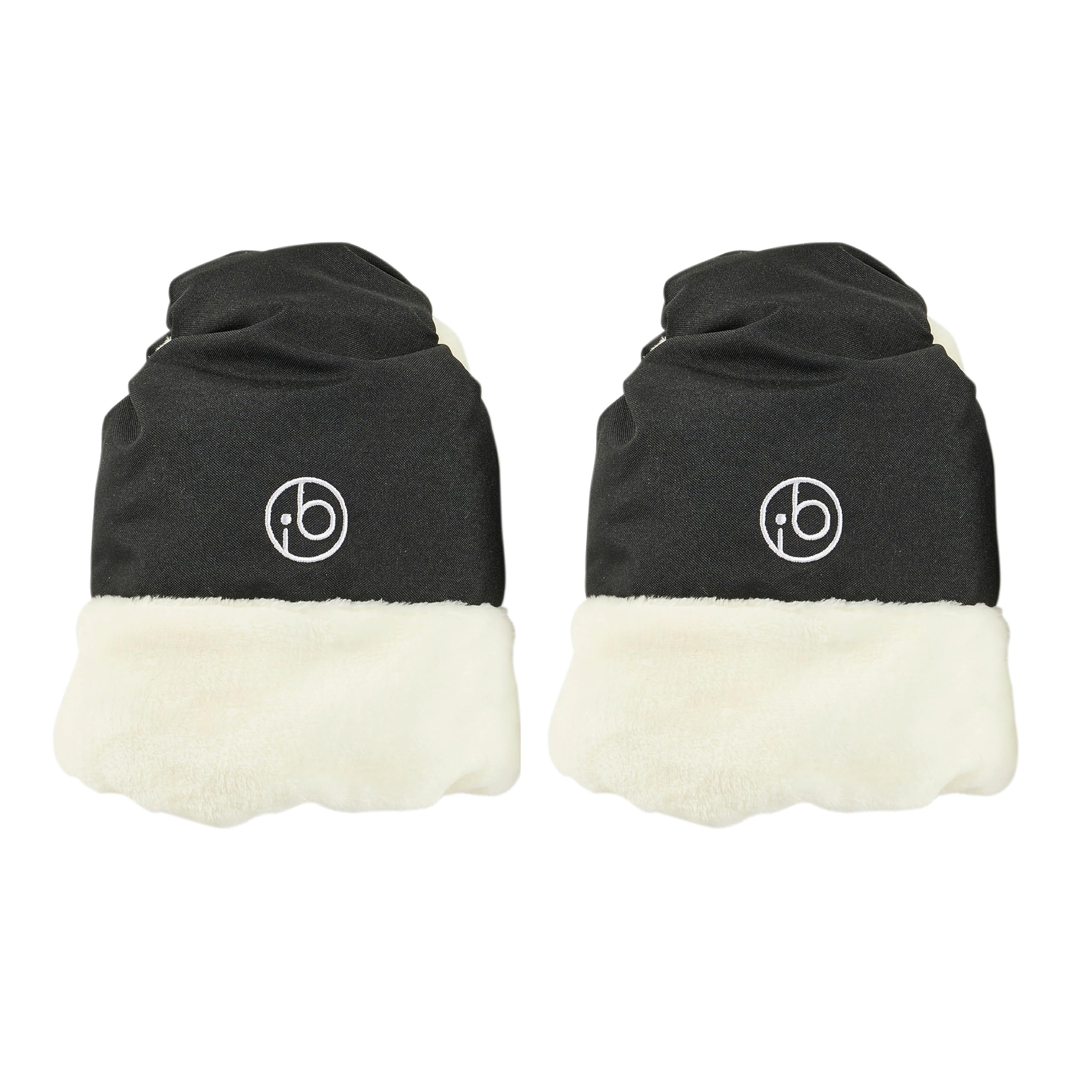 Ickle Bubba Universal Pram Mitts – Windproof & Shower Resistant Pushchair Hand Gloves with Faux Fur Lining, Warm Winter Stroller Hand Muff (Black)