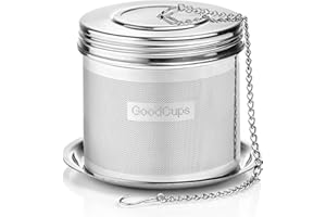 Stainless Steel Tea Infuser for Loose Leaf Tea - Extra Fine Mesh Strainer with Chain Hook & Lid, Reusable Tea Steeper Filter 