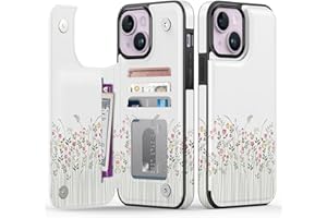 Goodon for iPhone 14 Plus Case Wallet - Flip Folio Leather Cover with Trendy Floral Design, 4 Card Slots & Kickstand Function, Stylish Protective Phone Case for Women and Girls - Cute Tiny Flowers