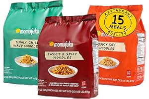Momofuku Ramen Noodle Spicy Variety Pack by David Chang, 15 Count (Pack of 3) of Air-Dried Vegan Instant Noodles with Spicy Sauce