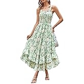 GRACE KARIN Women's 2025 Summer Floral Boho Dress Square Neck Strapped Swing A Line Sundress Beach Long Maxi Outfits