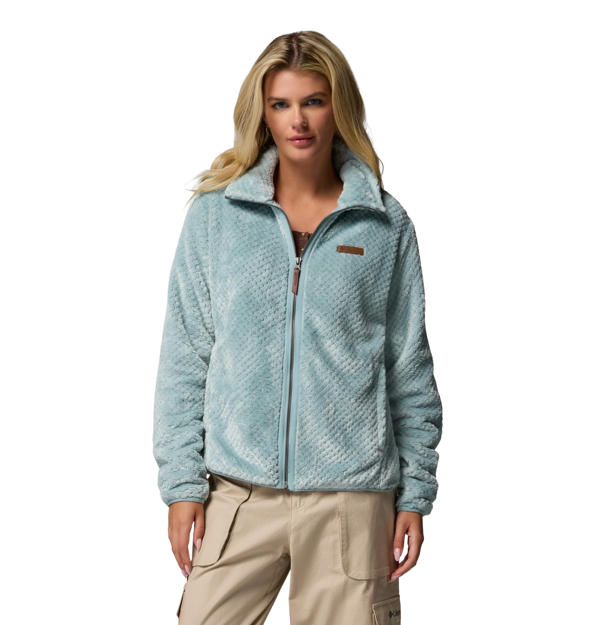 Columbia Womens Fire Side II Sherpa Full Zip Fleece Jacket, Crushed Blue, 2X Image Columbia Womens Fire Side II Sherpa Full Zip Fleece Jacket, Crushed Blue, 2X Image