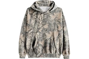 MSBESYOR Camo Hoodie for Men Women Oversized Fleece Maple Leaf Hooded Sweatshirt Graphic Print Pullover Hoodies with Pocket