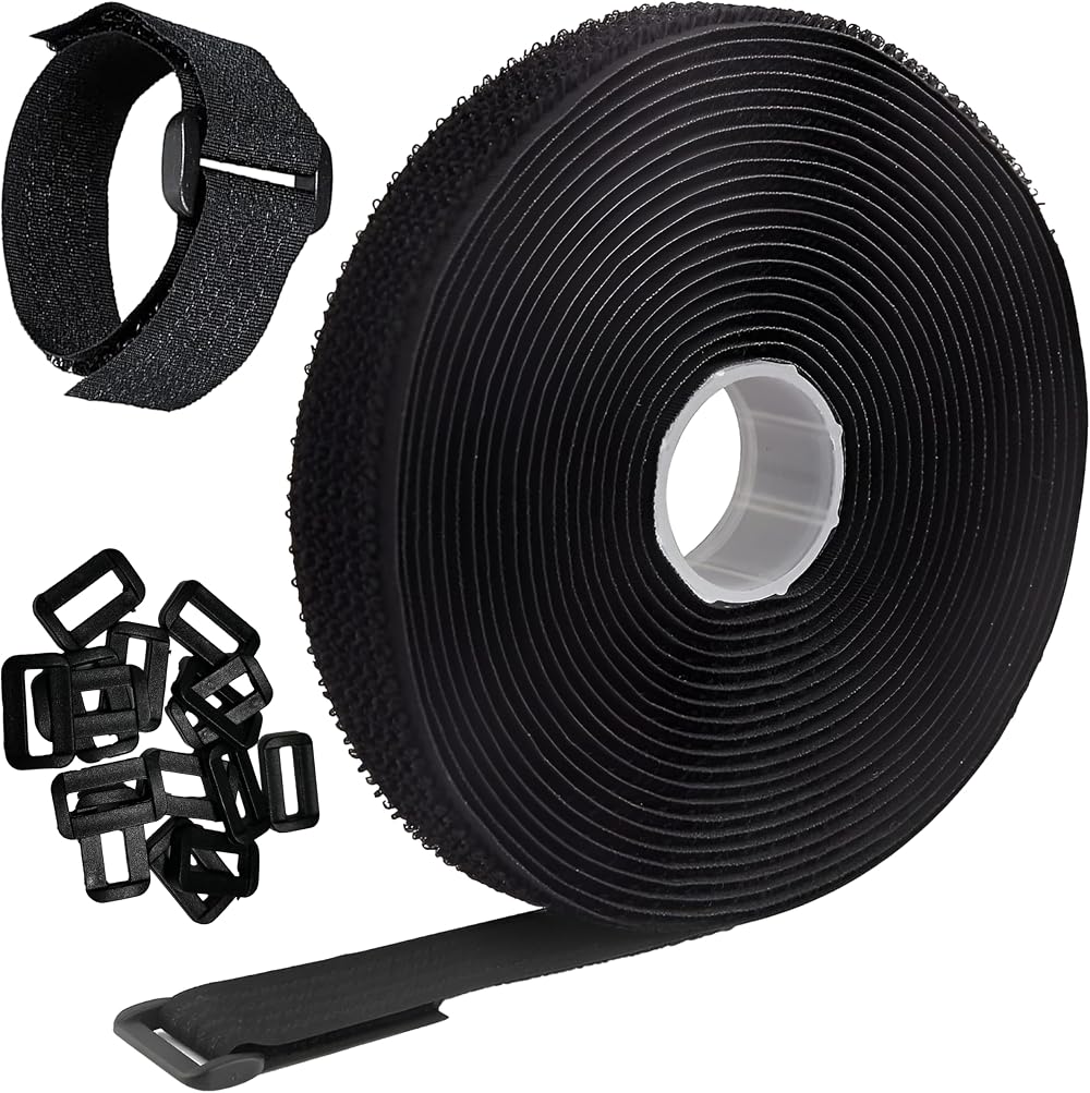 ARMIZ 5m Adjustable Cable Straps with 25 Buckles Black Nylon Tie