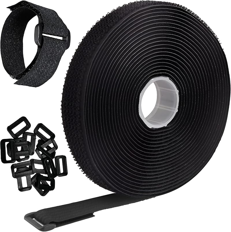 ARMIZ 5m Adjustable Cable Straps with 25 Buckles Black Nylon Tie