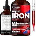 Liquid Iron Supplement for Women and Men - Iron Drops with B6, B9, B12, Vitamin C for Anemia, Blood Builder, Folate for Red Blood Cell and Immune Support MCT Oil (2 Fl Oz, Mixed Berry)