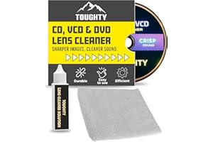 CD Disc Cleaner Lens Solution for CD Player, DVD Player & VCD – Safe Brush Cleaning for Clear Audio & Smooth Playback – Complete Cleaning Kit with Microfiber Cloth & Solution by Toughty