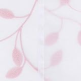 Deconovo Top Ring Leaf Embroidery Net Curtains 2 Panels Pink 55x72 Drop view 6