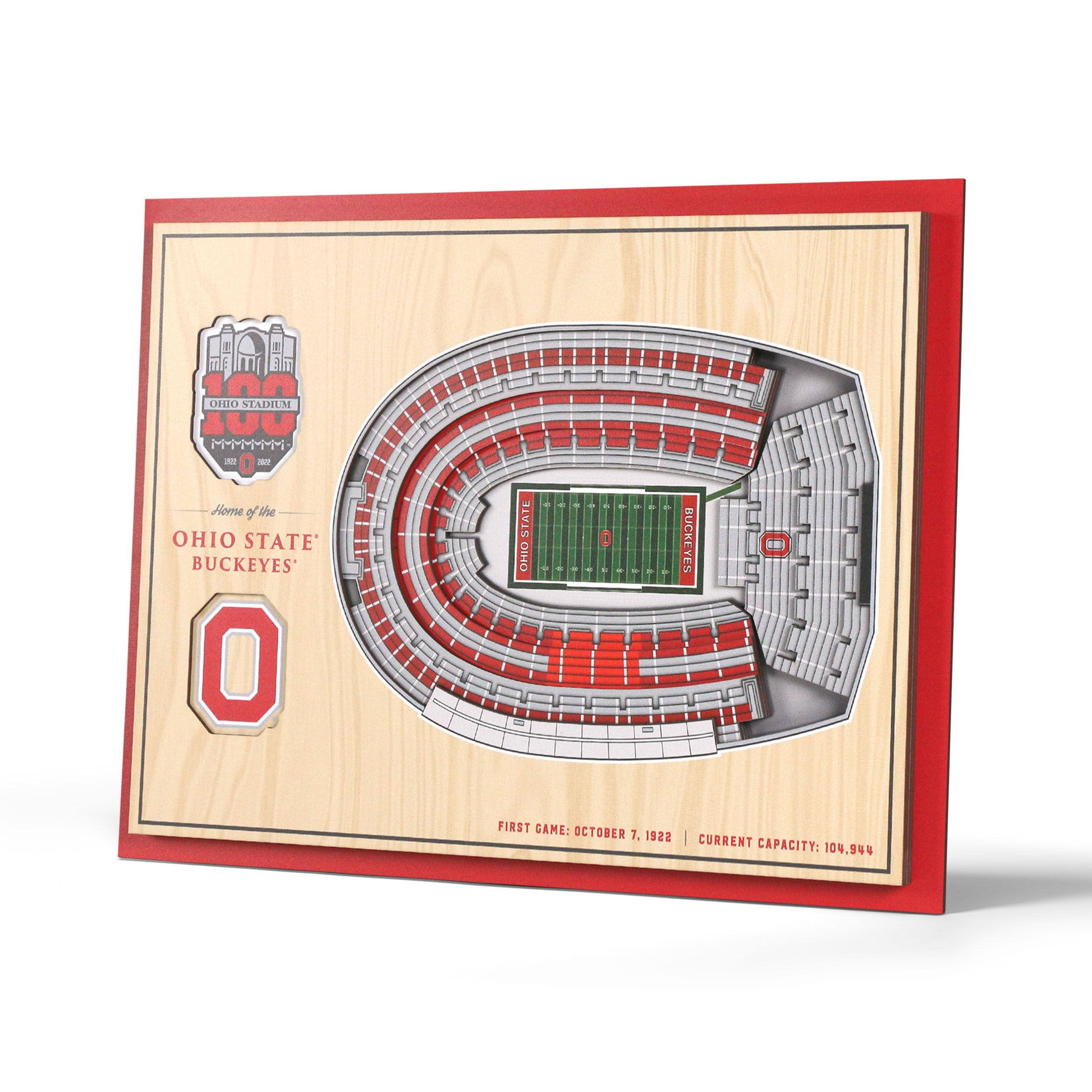 YouTheFan NCAA Ohio State Buckeyes 100th 5-Layer StadiumView 3D Wall Art - Ohio Stadium Image