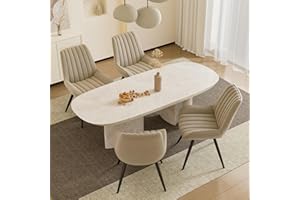 Daluvenix Mid Century Modern Dining Chairs Set of 4, Soft Cushion Upholstered Fabric Kitchen Chairs, Dark Beige