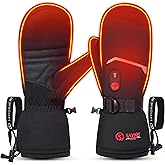 SAVIOR HEAT Heated Mittens Battery Ski Gloves, Upgraded Electric Rechargeable Mitts for Skiing Camping Hiking Arthritis Hands Men Women