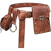 Renaissance Belt Pouch Coin Purse Skirt Hike Set Medieval Festival Costume Halloween Accessories Casual Fanny Pack Waist Bag (2Pouch-Brown)