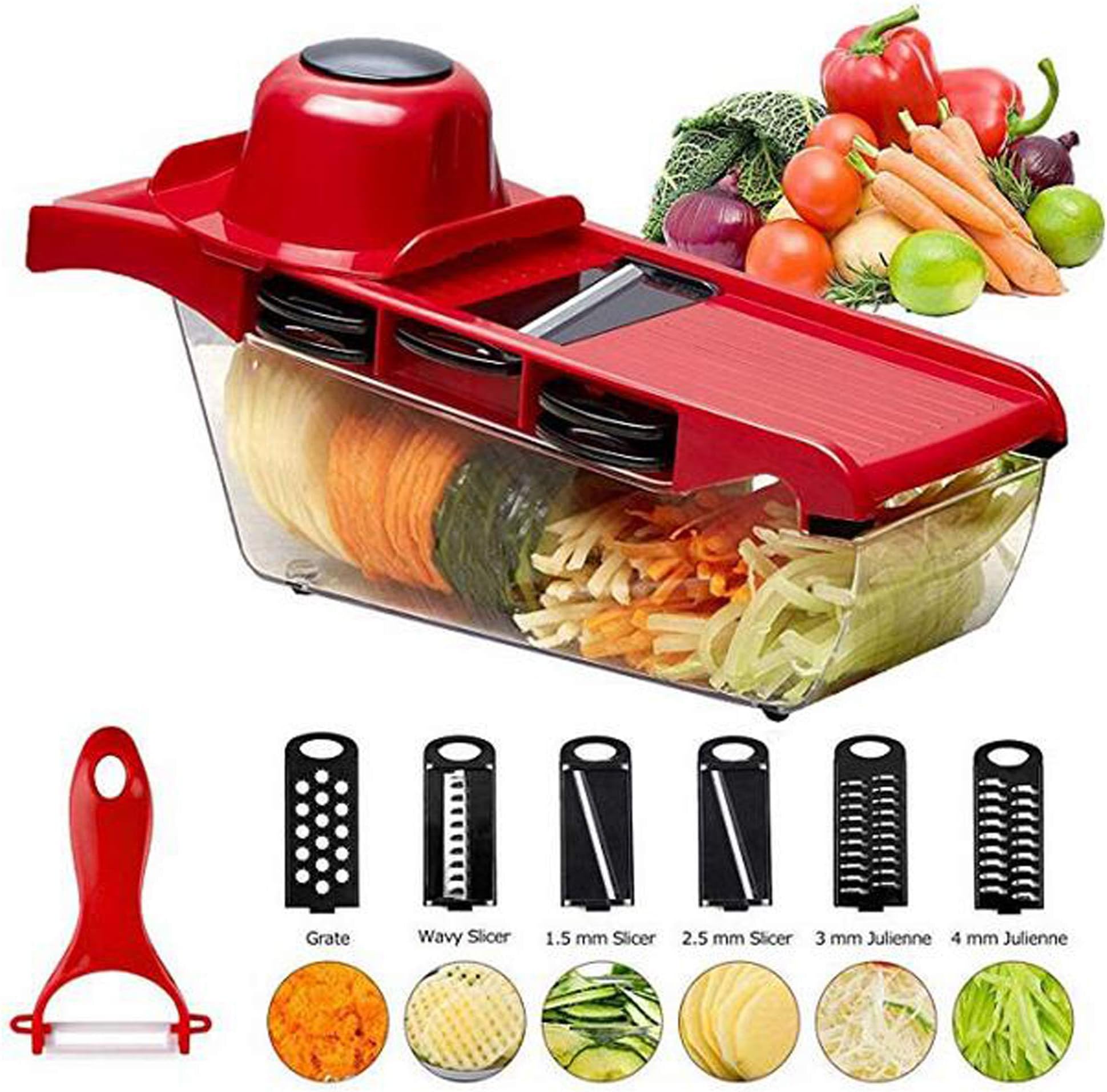 Aichoic Multifunctional Vegetable Slicer, Fruit Knife, All-in-One Vegetable Cutter & Julienne Slicer Vegetable Slicer, Fruit and Cheese Cutter & Grater for Slicing, Dicing, Grating , Chopping, Cutting，Grinding and Peeling